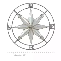 Kirklands Home Outdoor Wall Decor|Gray Iron Compass Outdoor Plaque Silver