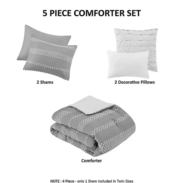 Kirklands Home Comforters|Jacquard 5-pc. Full/Queen Comforter Set Gray