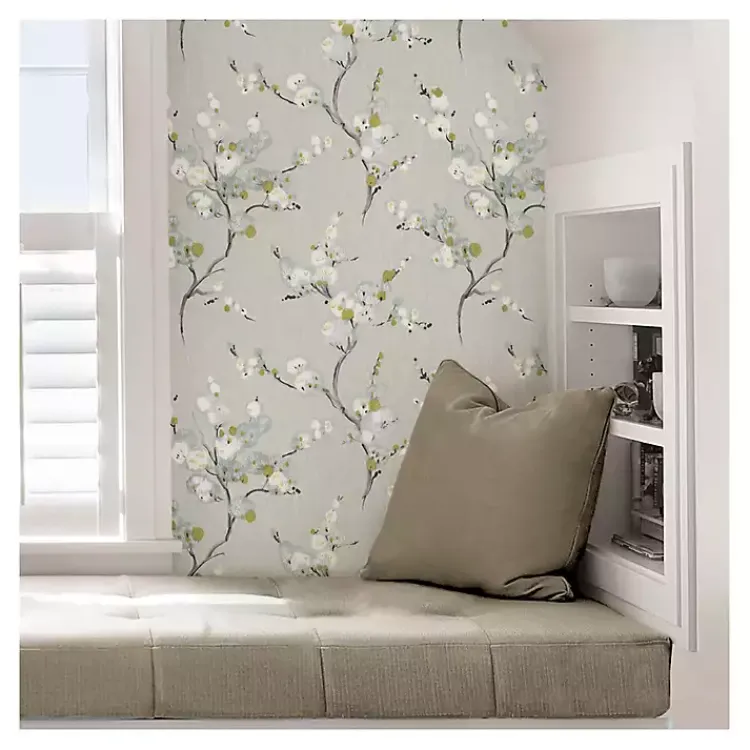 Kirklands Home Wall Murals & Wallpaper|Gray Japanese Blossom Peel & Stick Wallpaper