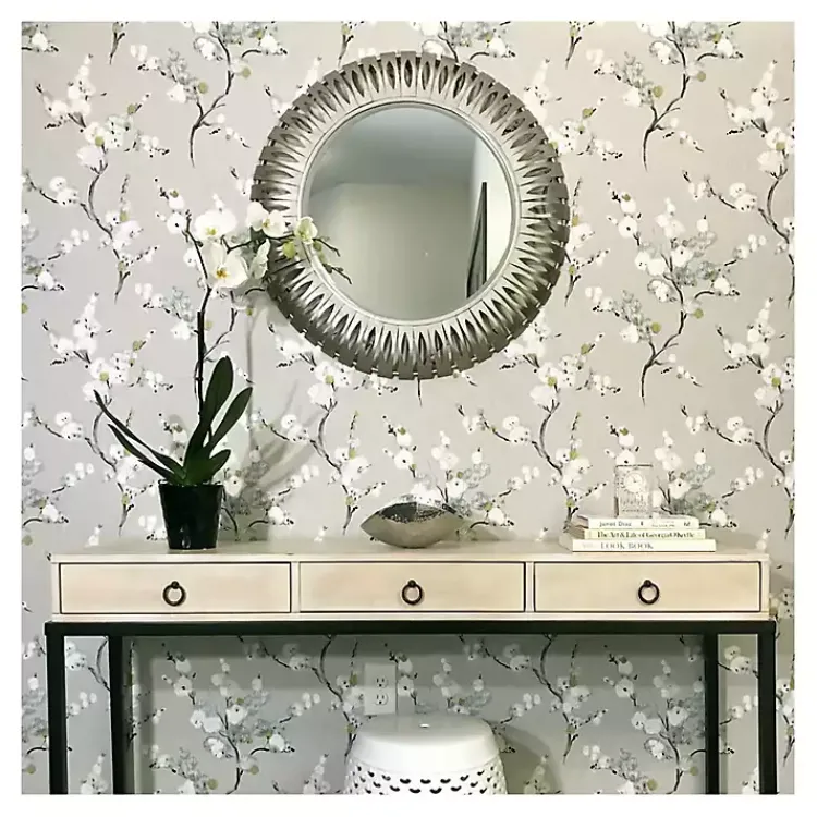 Kirklands Home Wall Murals & Wallpaper|Gray Japanese Blossom Peel & Stick Wallpaper