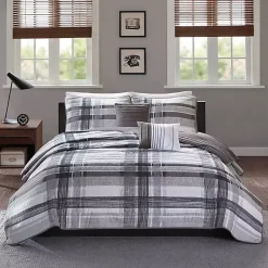 Kirklands Home Comforters|Jax Plaid 5-pc. Full/Queen Comforter Set Gray