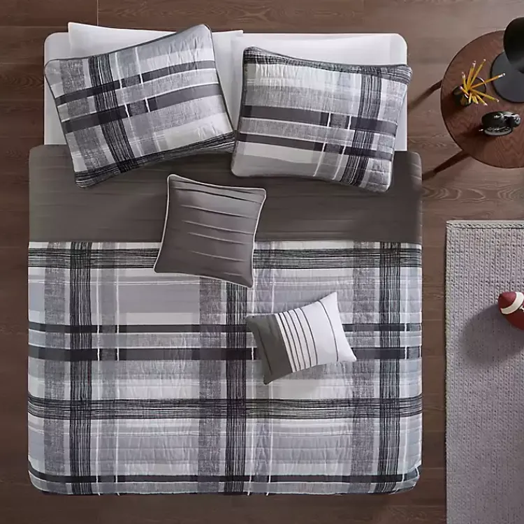 Kirklands Home Comforters|Jax Plaid 4-pc. Twin/Twin XL Comforter Set Gray