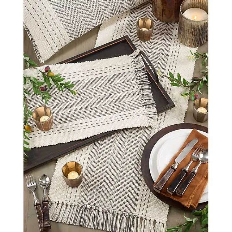 Kirklands Home Table Linens|Kantha Stitch Placemats, Set of 4 Gray