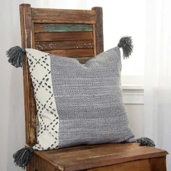 Online Kantha Stitch Recycled Throw Pillow Pillows