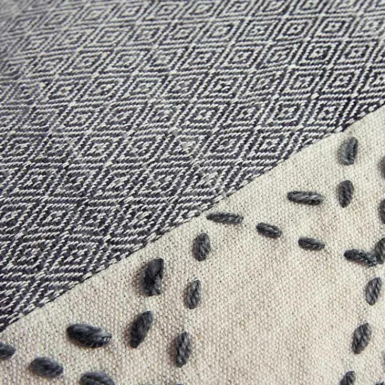 Online Kantha Stitch Recycled Throw Pillow Pillows