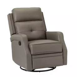 Kirklands Home Accent Chairs|Leather Swivel Rocker Recliner Gray