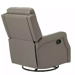 Kirklands Home Accent Chairs|Leather Swivel Rocker Recliner Gray