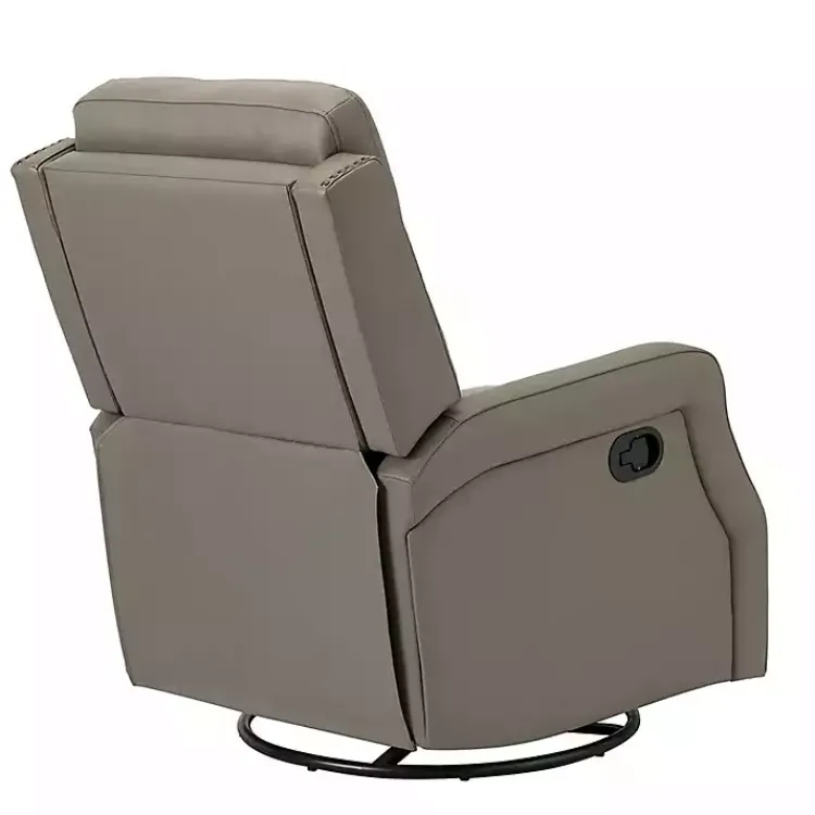 Kirklands Home Accent Chairs|Leather Swivel Rocker Recliner Gray