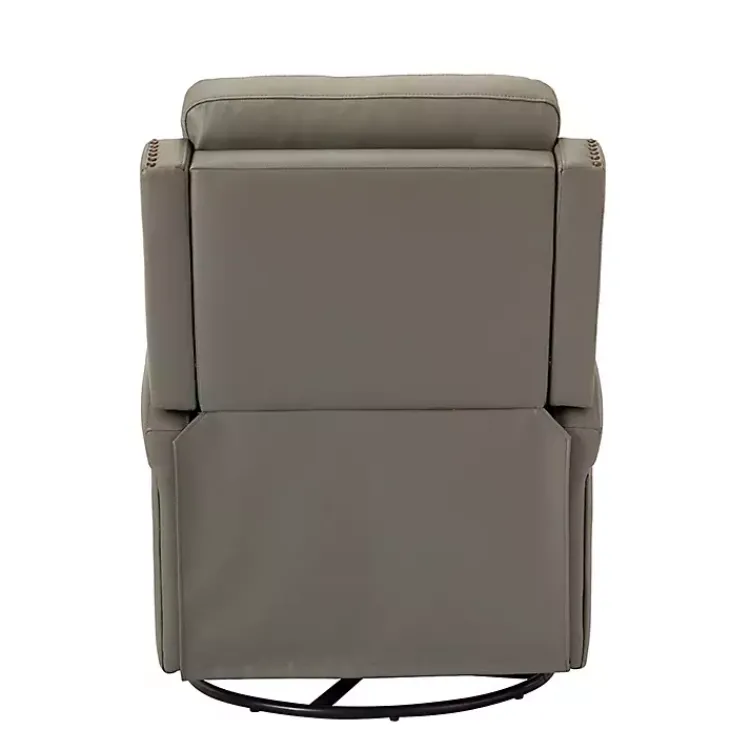 Kirklands Home Accent Chairs|Leather Swivel Rocker Recliner Gray