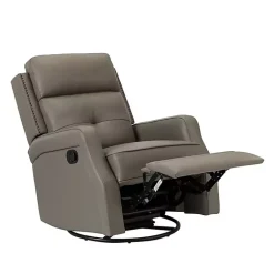 Kirklands Home Accent Chairs|Leather Swivel Rocker Recliner Gray