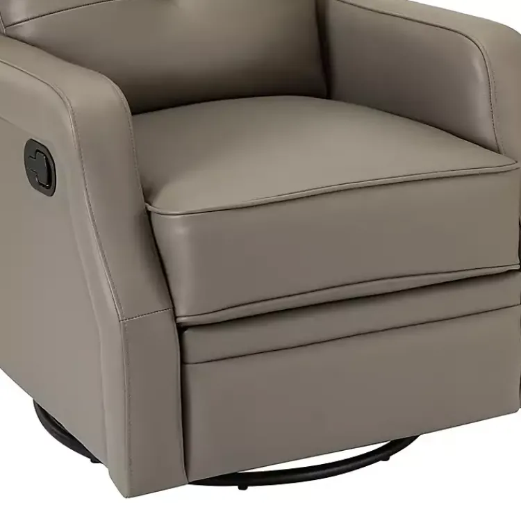 Kirklands Home Accent Chairs|Leather Swivel Rocker Recliner Gray