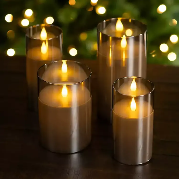 Online LED Soft Flame Glass Pillar Candle, 3x6 in. Flameless Candles