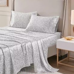 Kirklands Home Bed Sheets|Gray Leopard Print Satin 4-pc. King Sheet Set