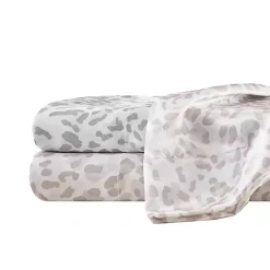 Kirklands Home Bed Sheets|Gray Leopard Print Satin 3-pc. Twin Sheet Set