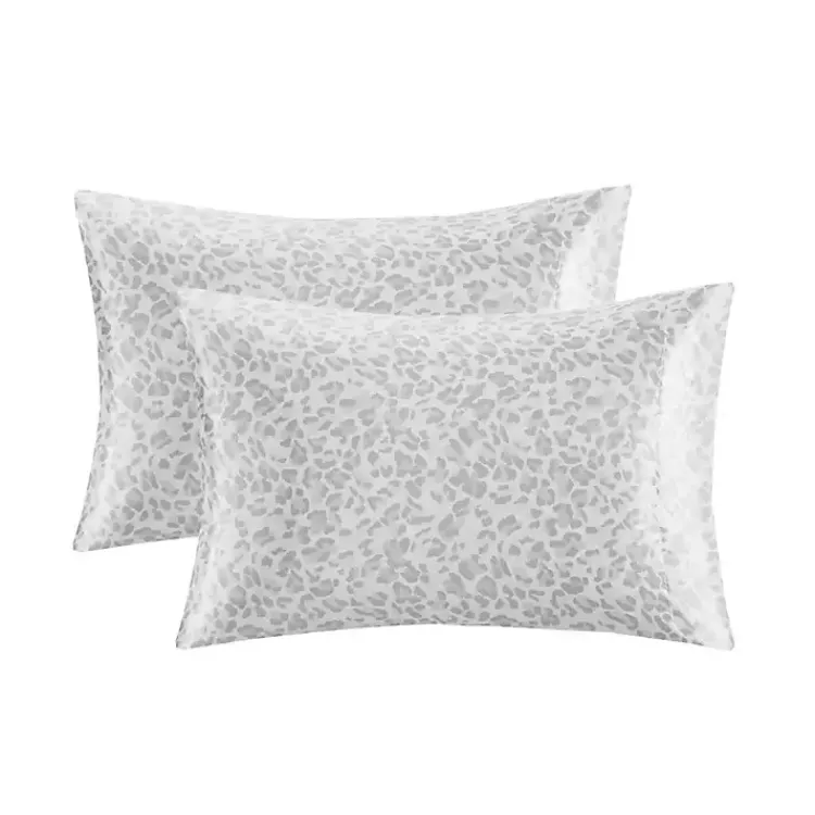 Kirklands Home Bed Sheets|Gray Leopard Satin King 2-pc. Pillow Case Set