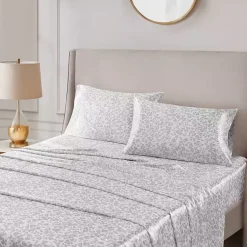 Kirklands Home Bed Sheets|Gray Leopard Satin Standard 2-pc. Pillow Case Set