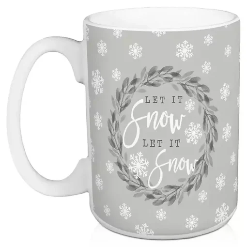 Sale Gray Let it Snow Christmas Mugs, Set of 2 Christmas Dining & Entertaining