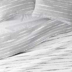 Kirklands Home Quilts|Gray Linear Reversible 3-pc. Queen Quilt Set