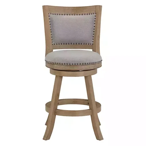 Kirklands Home Bar Stools & Counter Height Stools|Linen and Driftwood Swivel Counter Stool Gray