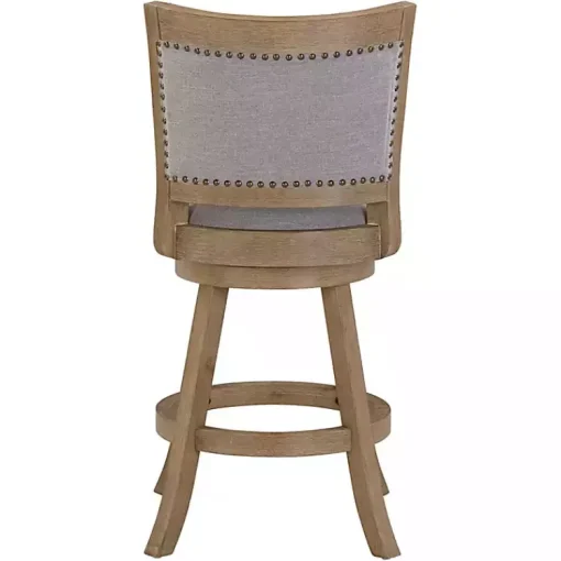 Kirklands Home Bar Stools & Counter Height Stools|Linen and Driftwood Swivel Counter Stool Gray