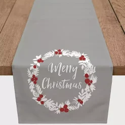 Online Gray Merry Christmas Wreath Table Runner Christmas Dining & Entertaining