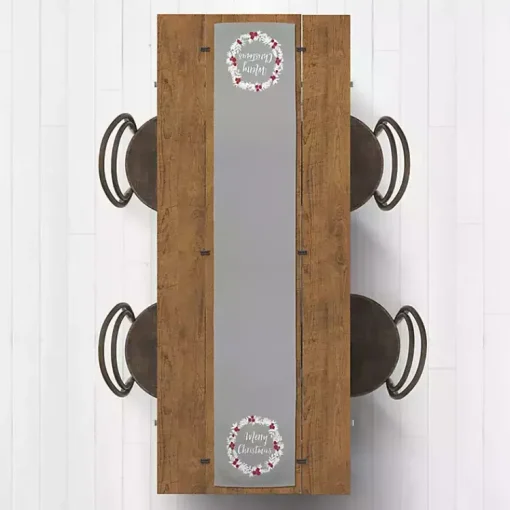 Online Gray Merry Christmas Wreath Table Runner Christmas Dining & Entertaining