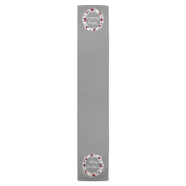Online Gray Merry Christmas Wreath Table Runner Christmas Dining & Entertaining