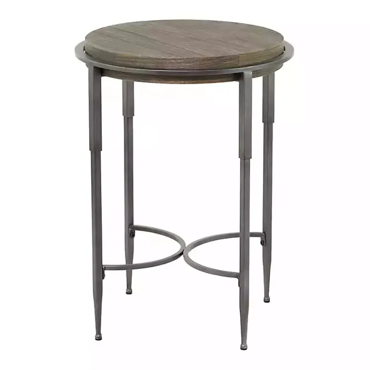 Kirklands Home Accent & End Tables|Metal & Wood Round Accent Table Gray