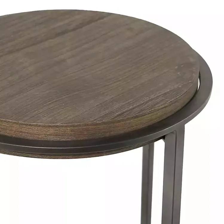 Kirklands Home Accent & End Tables|Metal & Wood Round Accent Table Gray