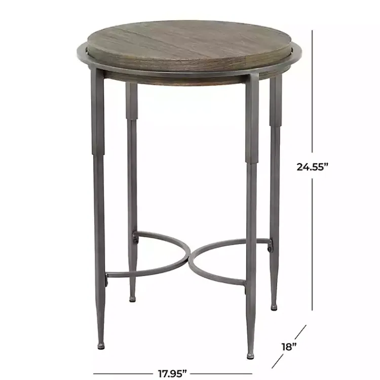 Kirklands Home Accent & End Tables|Metal & Wood Round Accent Table Gray