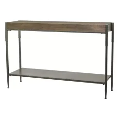 Kirklands Home Console Tables|Gray Metal and Wood Console Table