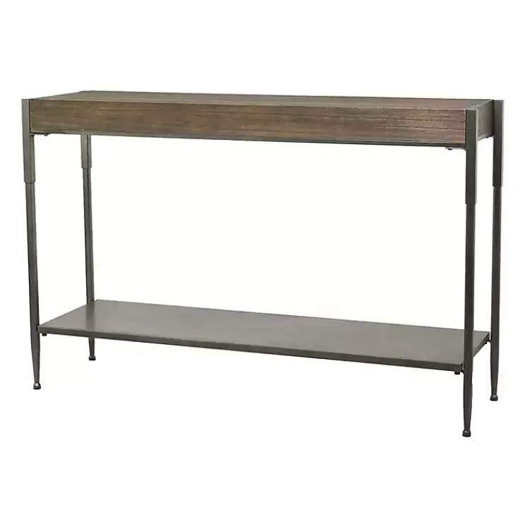 Kirklands Home Console Tables|Gray Metal and Wood Console Table