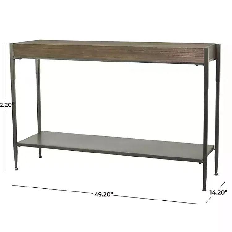 Kirklands Home Console Tables|Gray Metal and Wood Console Table