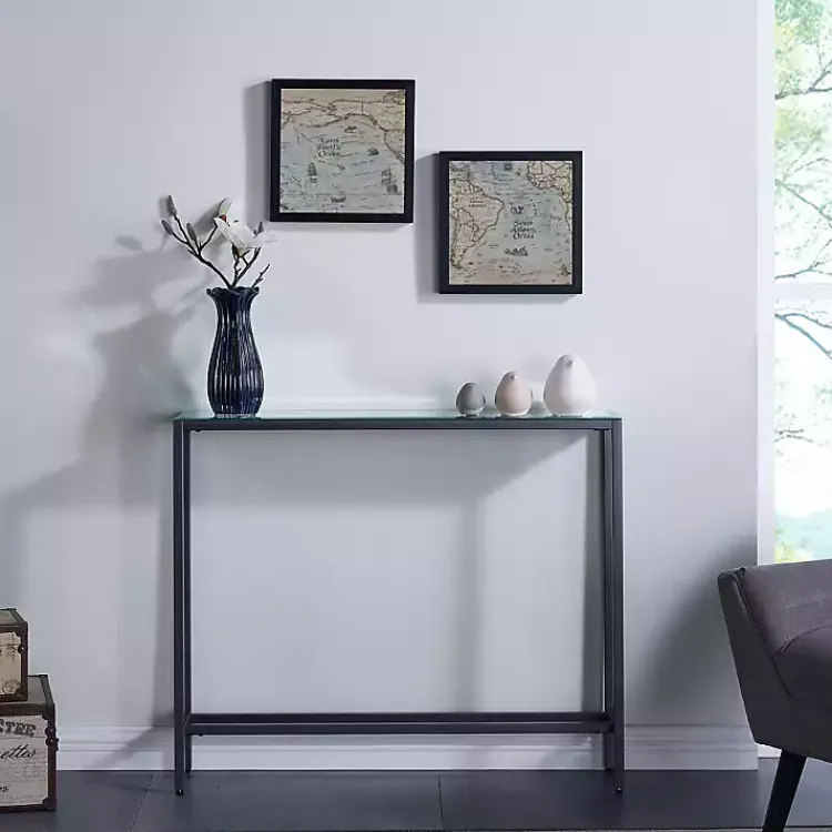Kirklands Home Console Tables|Metal Mirrored Top Slim Console Table Gray
