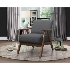 Kirklands Home Accent Chairs|Mid-Century Hazel Wood Frame Accent Chair Gray