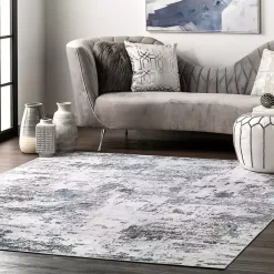 Kirklands Home Area Rugs|Gray Modern Abstract Washable Area Rug, 5x8