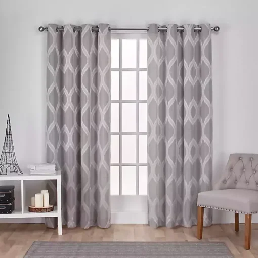 Kirklands Home Curtains & Drapes|Monte Curtain Panel Set, 84 in. Gray