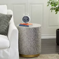 Kirklands Home Accent & End Tables|Mother Of Pearl Sells Wood Base Accent Table Gray