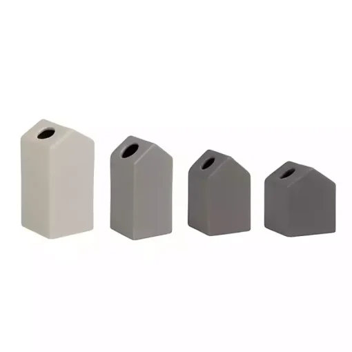 Sale Ombre Ceramic House Shaped Vases, Set of 4 Vases