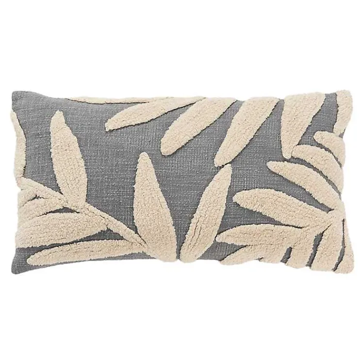 Gray Palm Lumbar Pillow Pillows