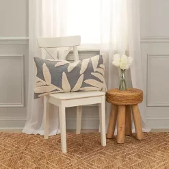 Gray Palm Lumbar Pillow Pillows