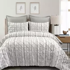 Kirklands Home Comforters|Gray Pintuck Stripe King 5-pc. Comforter Set