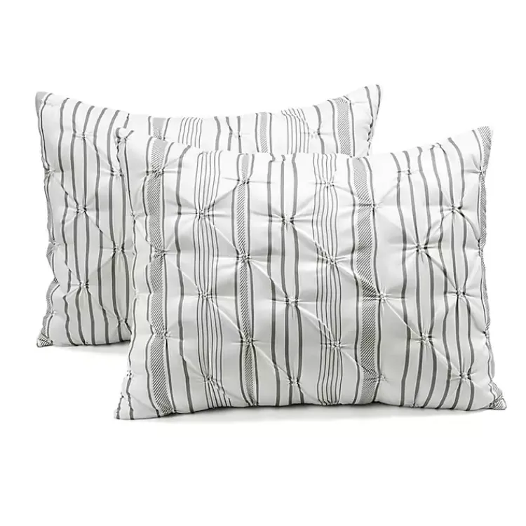 Kirklands Home Comforters|Gray Pintuck Stripe King 5-pc. Comforter Set