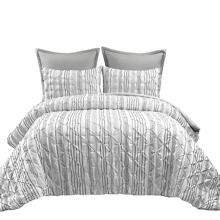 Kirklands Home Comforters|Gray Pintuck Stripe King 5-pc. Comforter Set