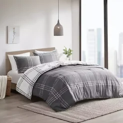Kirklands Home Comforters|Gray Plaid Dayton 3-pc. Full/Queen Comforter Set