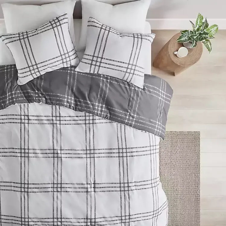 Kirklands Home Comforters|Gray Plaid Dayton 3-pc. Full/Queen Comforter Set