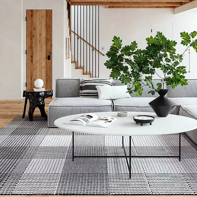 Kirklands Home Area Rugs|Plaid Emily Henderson x RugsUSA Area Rug, 6x9 Gray