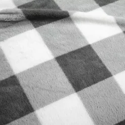 Kirklands Home Comforters|Gray Plaid Faux Fur 3-pc. King Comforter Set