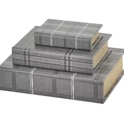 Clearance Plaid Faux Leather Book Boxes, Set of 3 Baskets & Boxes