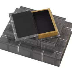 Clearance Plaid Faux Leather Book Boxes, Set of 3 Baskets & Boxes